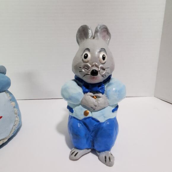 Vintage Hand Made Mom Pop Mice Statue Figurine 7 inch Grandma Grandpa Mouse - Picture 5 of 15